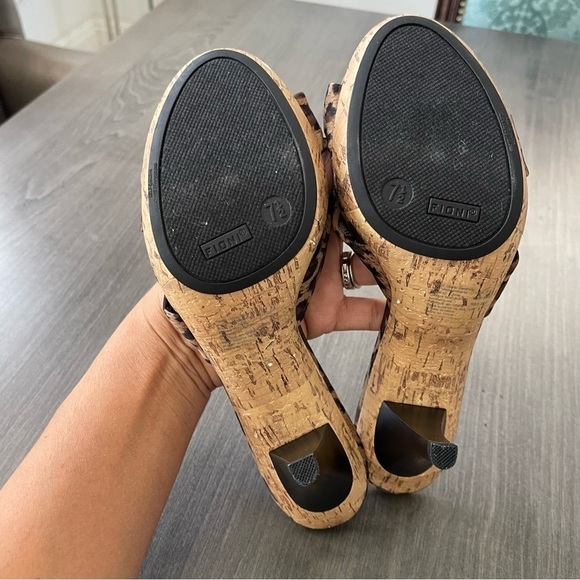 Fioni Leopard animal print Knot Slide  Heels Shoes Size 7.5 - Picture 10 of 12